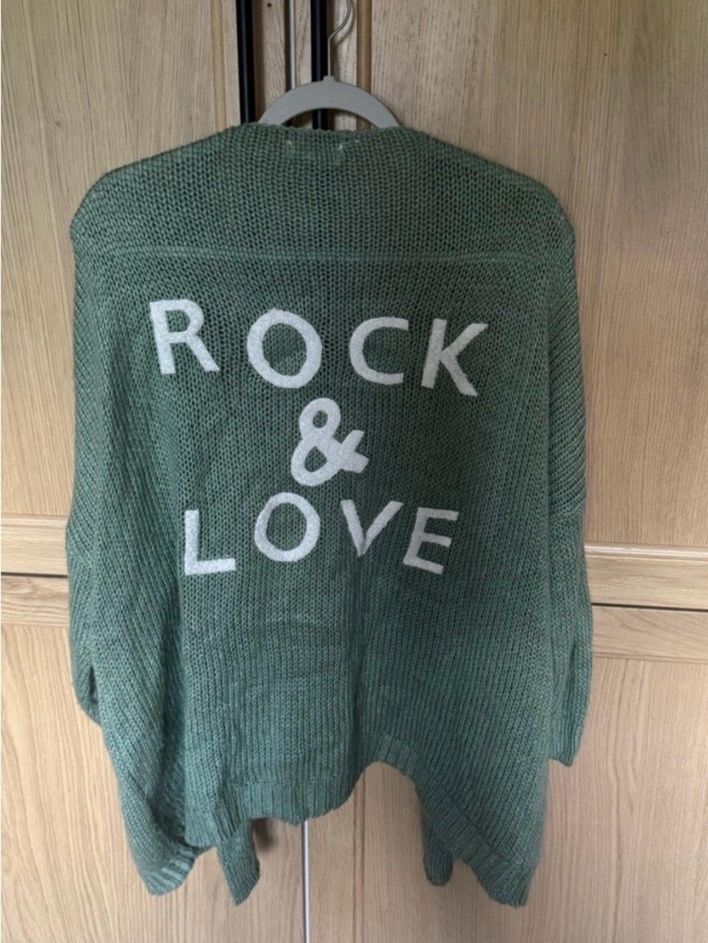 Elan Rock & Love Sage Green Open Front Cardigan Sweater One Size